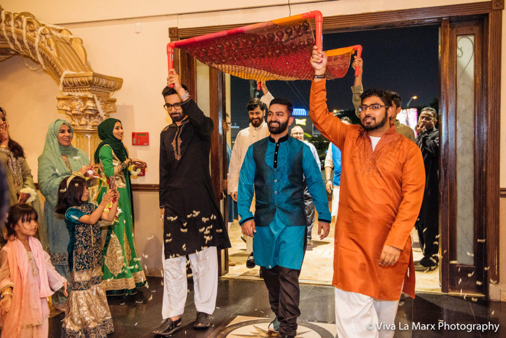 Groom entering his Pakistani wedding in Houston