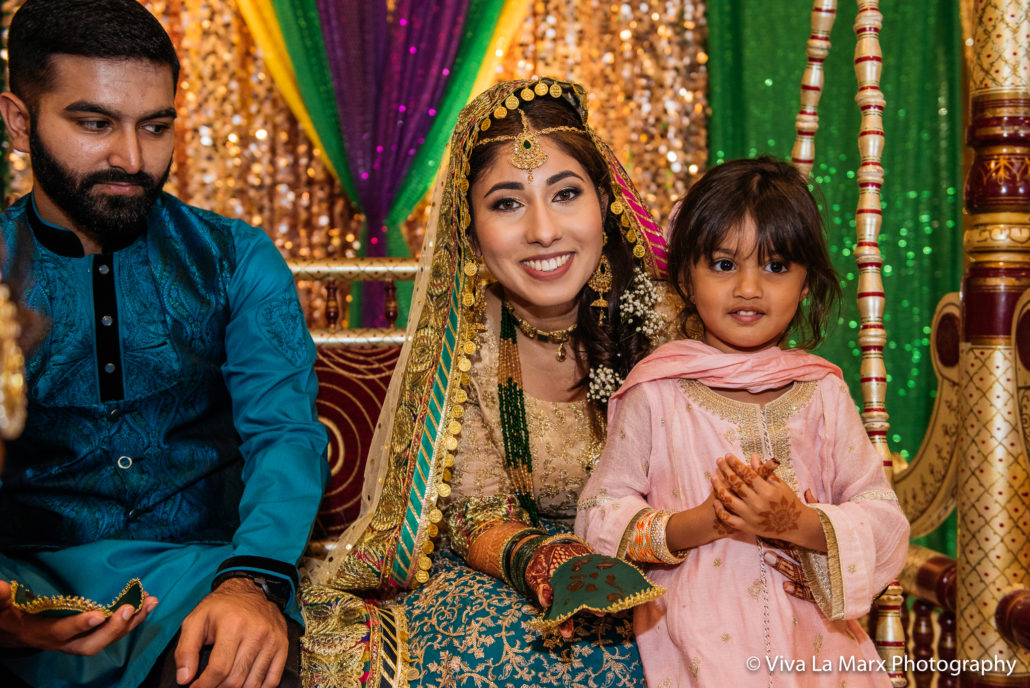 Bride with little girl at Houston Pakistani Wedding