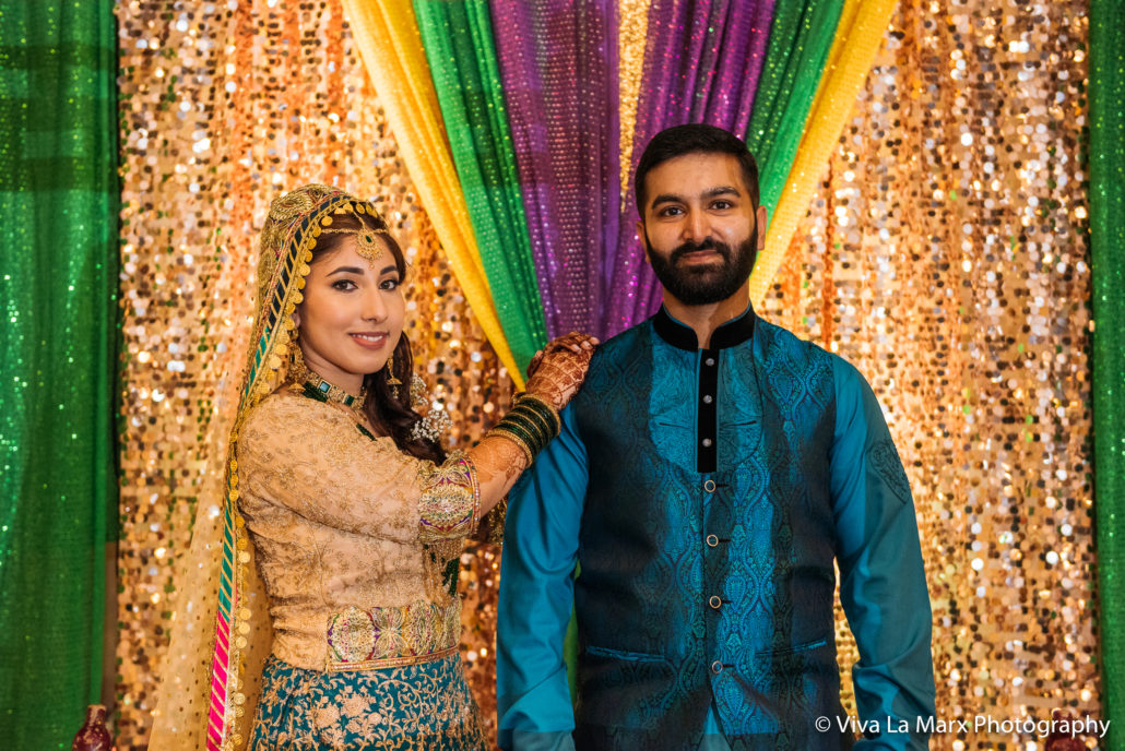 Portrait of bride and groom at Houston Pakistani Wedding