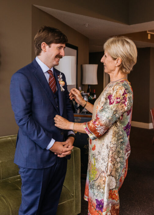 Groom and mom at Houston Intimate Wedding